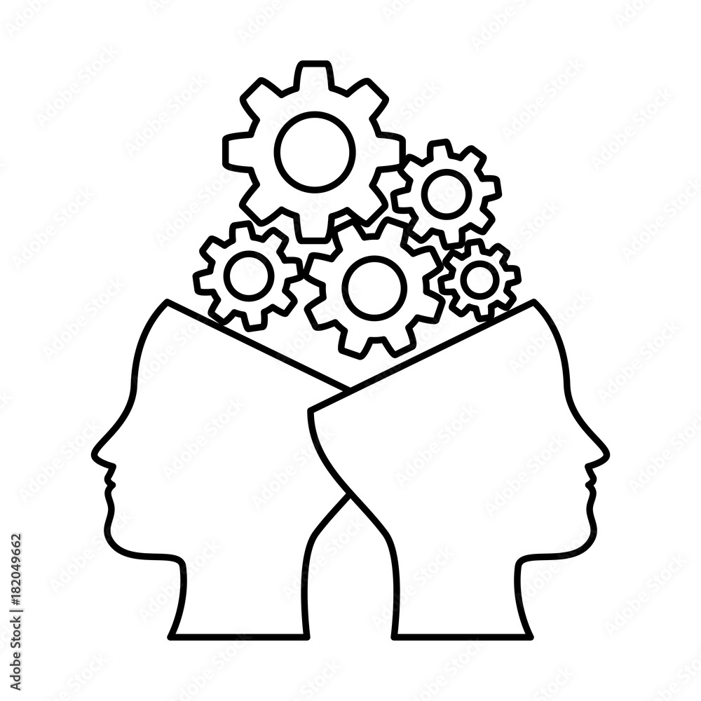 human profiles with gears vector illustration design human profiles with gears vector illustration design