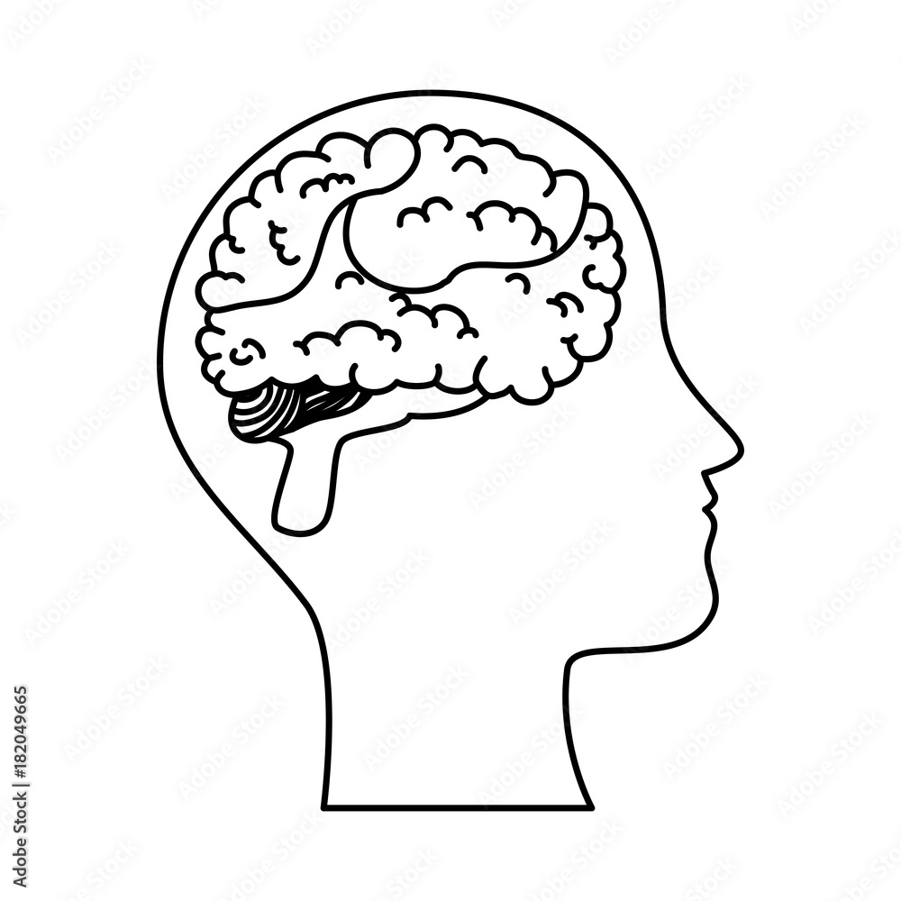 human profile with brain vector illustration design human profile with brain vector illustration design