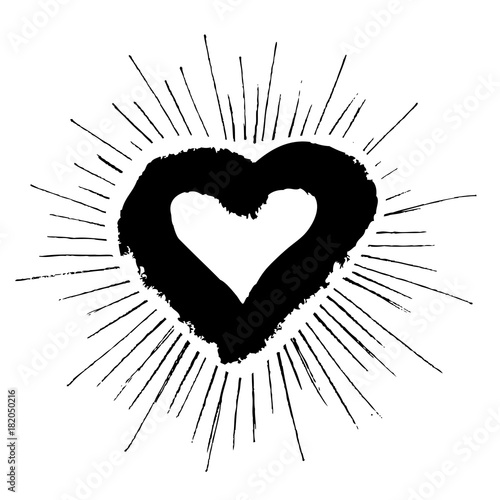 Valentines day. Heart grunge hand drawn.