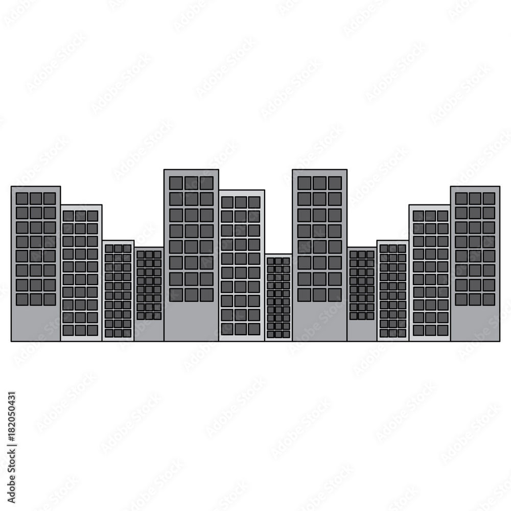 city skyline buildings icon image vector illustration design  grey color