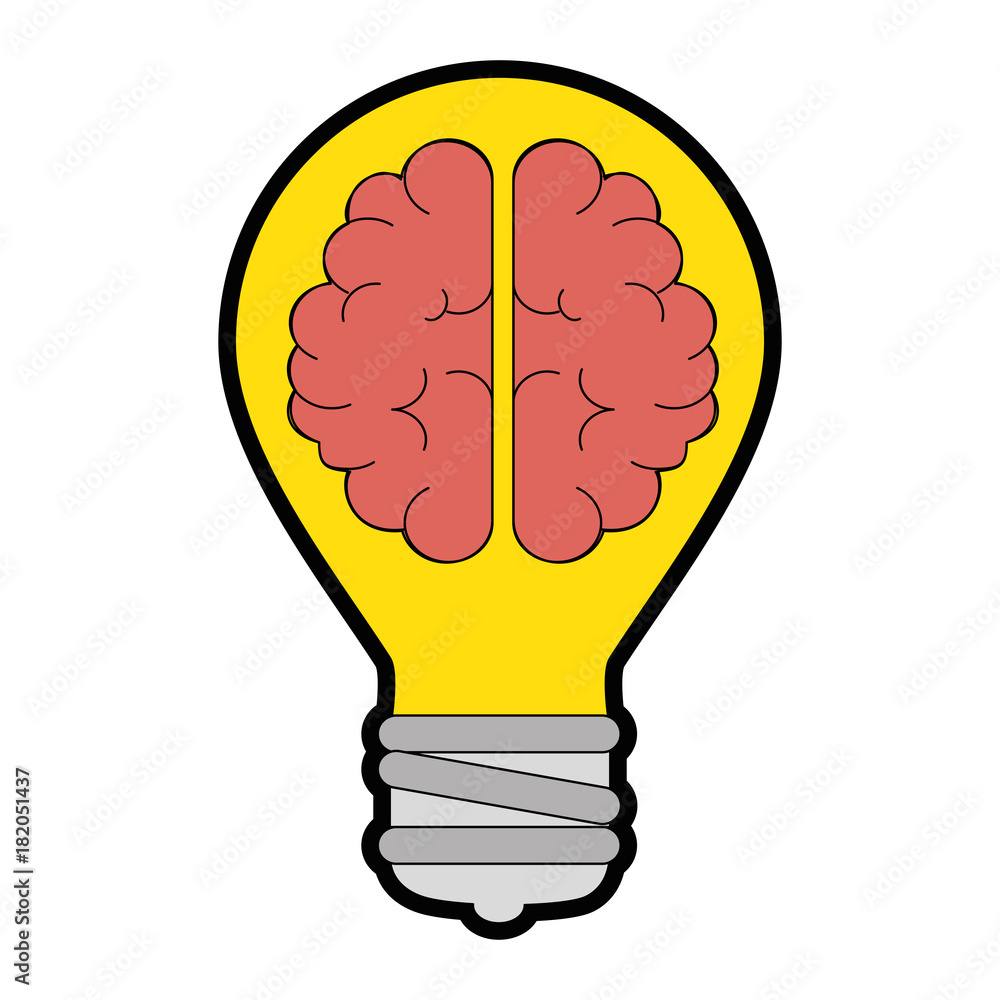 bulb light with brain vector illustration design bulb light with brain vector illustration design