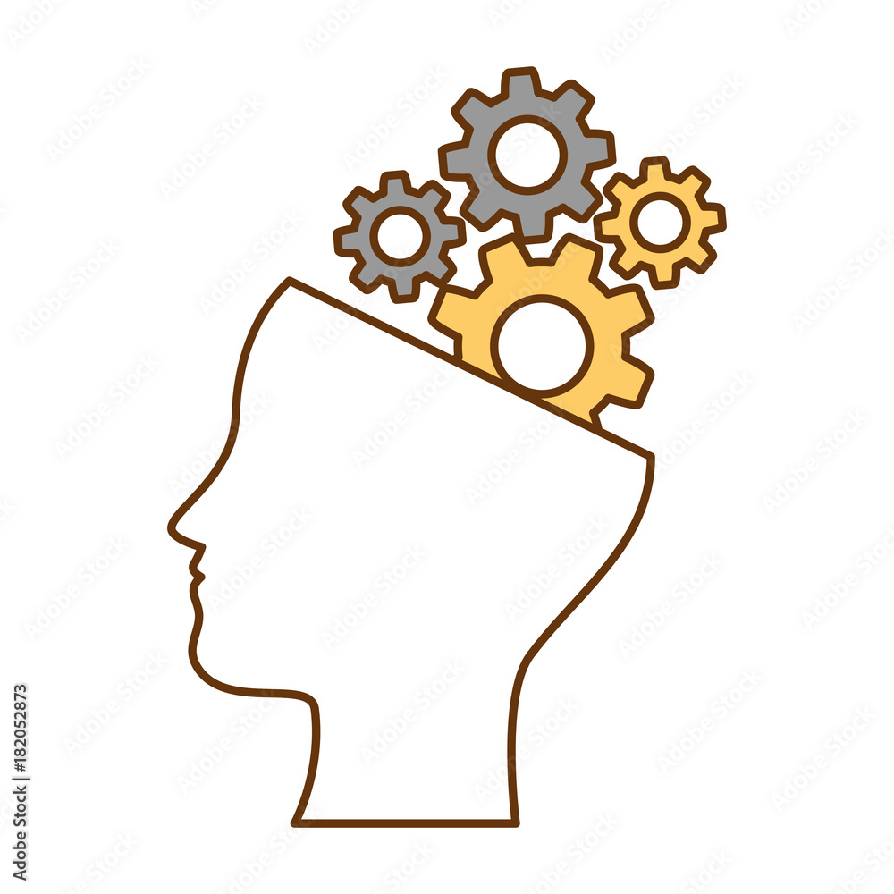 human profile with gears vector illustration design human profile with gears vector illustration design