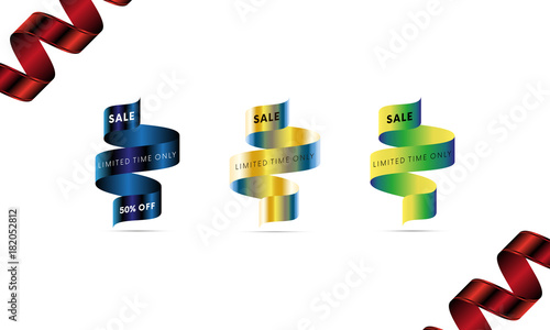 Sale banner limited time only. Sale set. Isolated on white background. Vector illustration