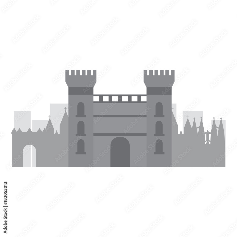 castle building in city icon image vector illustration design 