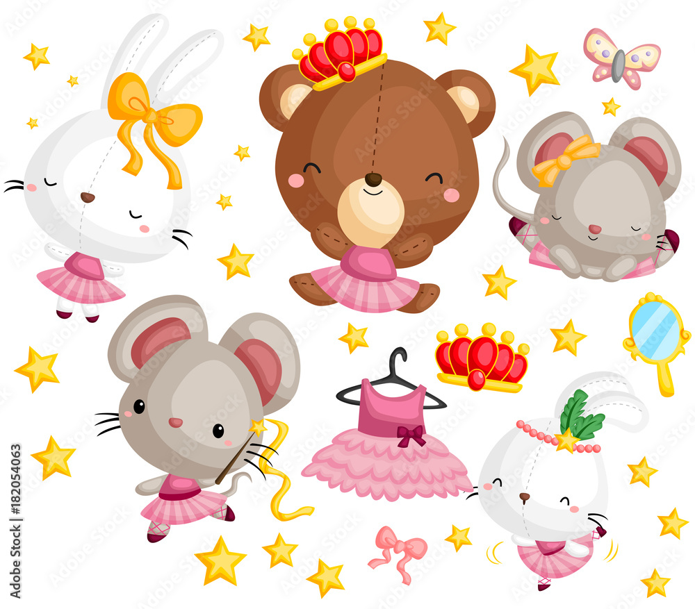 Naklejka premium Ballet Animal Vector Set