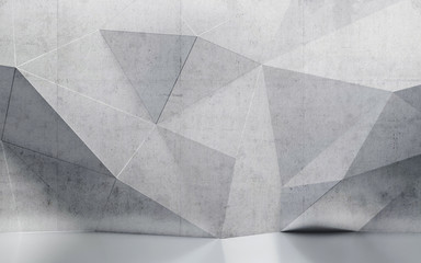 abstract interior wall with polygonal pattern