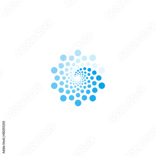 Sea wave blue color logo. Digital revolution technology, circles sign. Round logotype. Download process icon.
