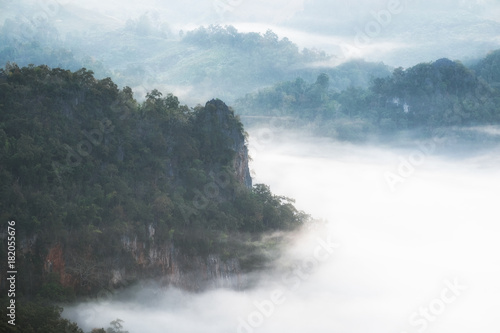 Scenic foggy valley at sunrise © Mumemories