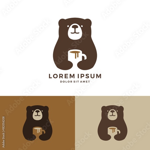 coffee bear logo hold mug logo