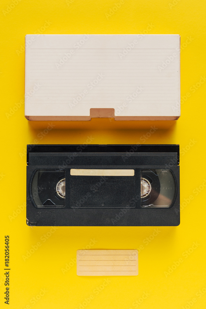 Fototapeta premium Blank used video casette tape, retro technology