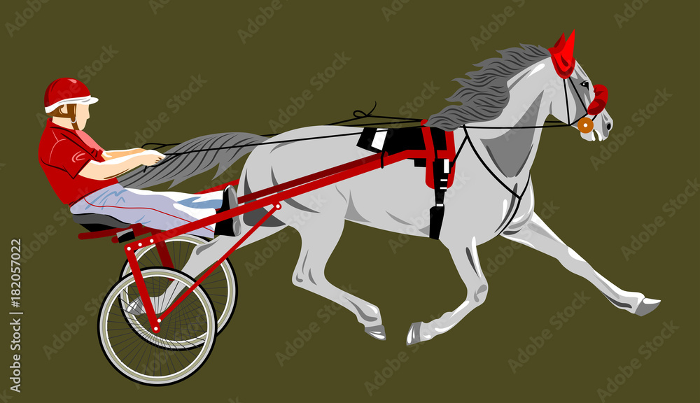 Jockey in a chariot with a galloping horse Jockey in a chariot with a galloping horse