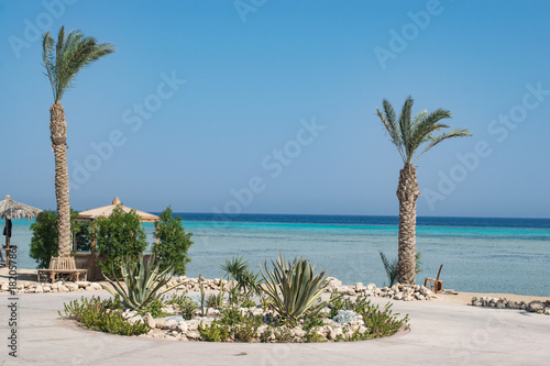 A relaxing seaside view of Breakers beach, Somabay, Hurghada, Egypt.