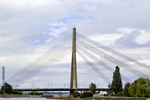 large suspension bridge over the river