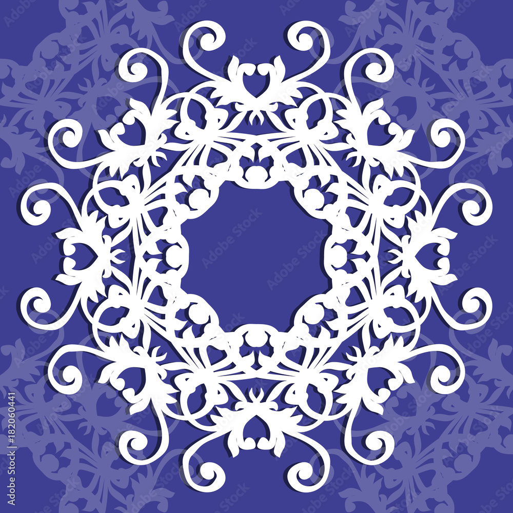Collection of round lacy napkin for your text or photo. Elegant design . Vector illustration . It can be used as a frame for the photo , for greeting cards, invitations .