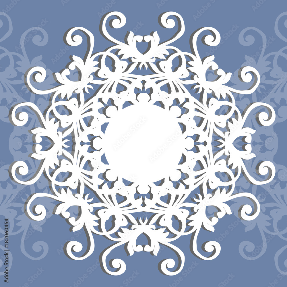 Collection of round lacy napkin for your text or photo. Elegant design . Vector illustration . It can be used as a frame for the photo , for greeting cards, invitations .