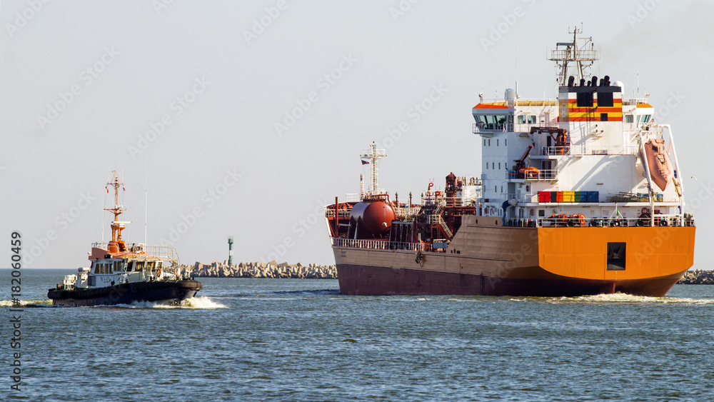 Fototapeta premium a huge tanker in the sea