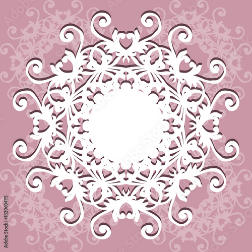Collection of round lacy napkin for your text or photo. Elegant design . Vector illustration . It can be used as a frame for the photo , for greeting cards, invitations .
