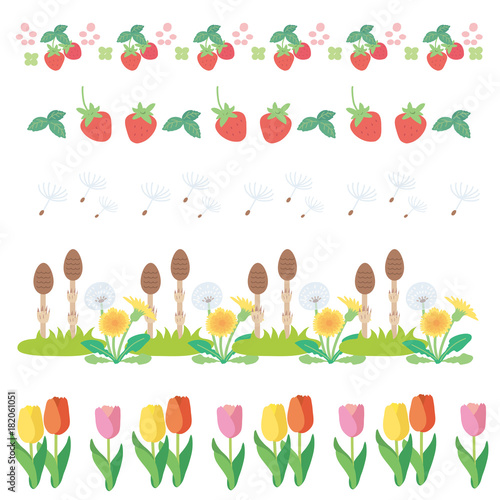 春　飾り罫　イラスト　セット

