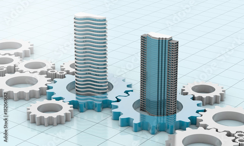 merger and acquisition business concepts, join cogwheel pieces