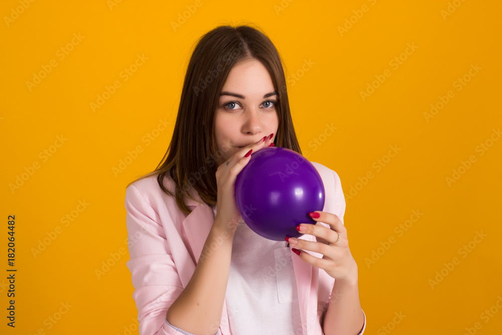 Young pretty girl with balloon, party 
