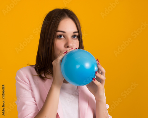 Young pretty girl with balloon, party 