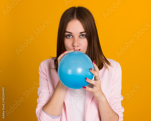 Young pretty girl with balloon, party 