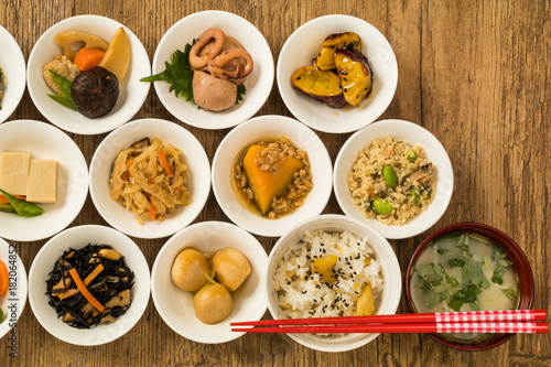 一般的なごはんのおかず Side dishes of rice japanese food