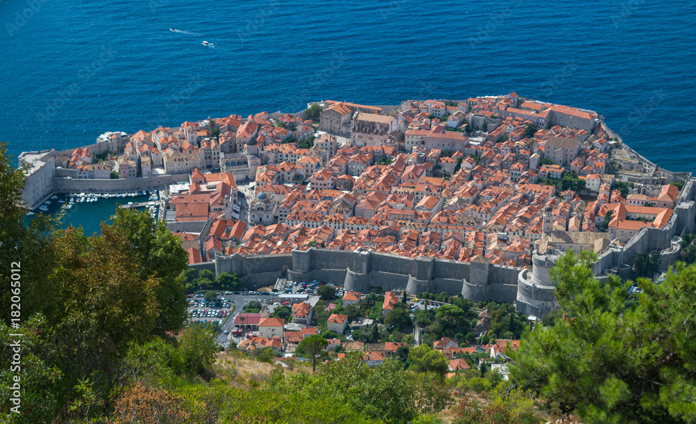 Aerial view of the medieval city of Dubrovnik, Dalmatia, Croatia, Adriatic Sea, Europe