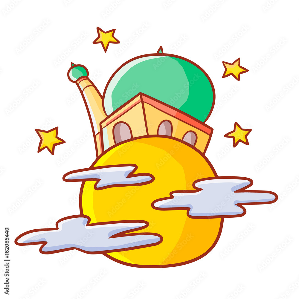 Funny and great mosque on full moon with stars around it in ramadan Kareem  - vector. Stock Vector | Adobe Stock