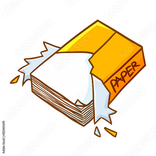 Funny and cute paper packaging gets opened in the office - vector.