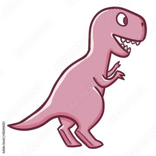 Funny and cute baby T-rex smiling happily - vector.