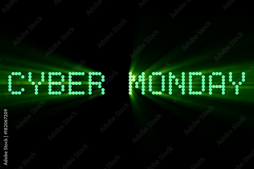 the words cyber monday sale, are you ready question, appearing with digital dot green matrix font, on black background, shopping technology concept the words cyber monday sale, are you ready question, appearing with digital dot green matrix font, on black background, shopping technology concept