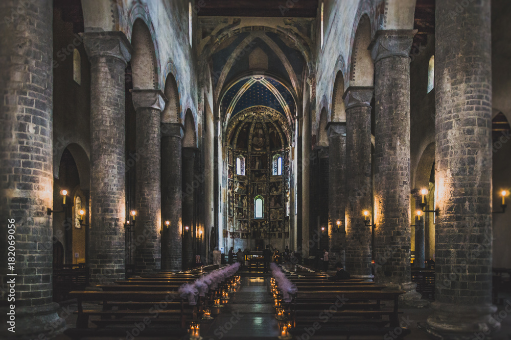 Interior of the church in Como, Italy