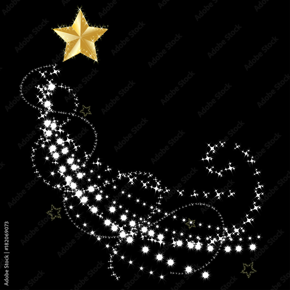 Beautiful vector of gold star glowing with light effect stars glitter sparkles ray isolated on black background