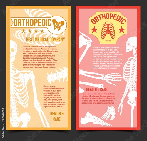 Medical orthopedic posters with human bones