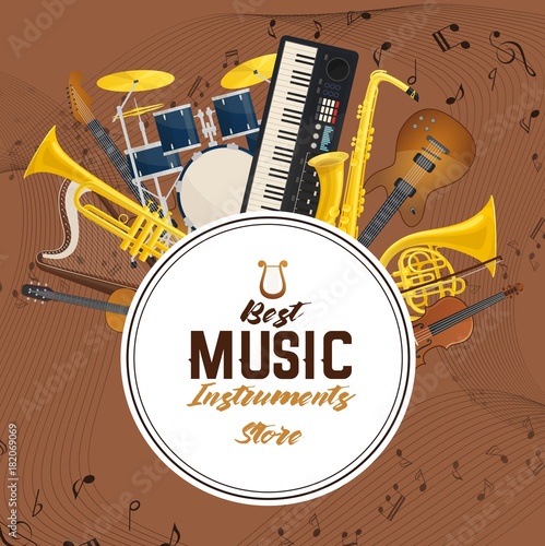 Banner with sound or musical instruments
