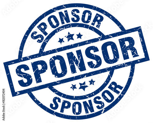sponsor blue round grunge stamp