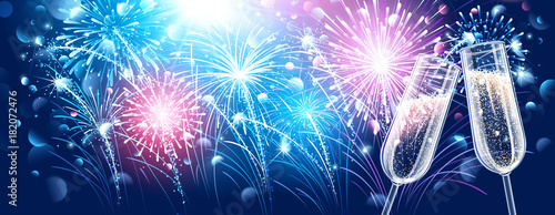 New Year Fireworks and Champagne