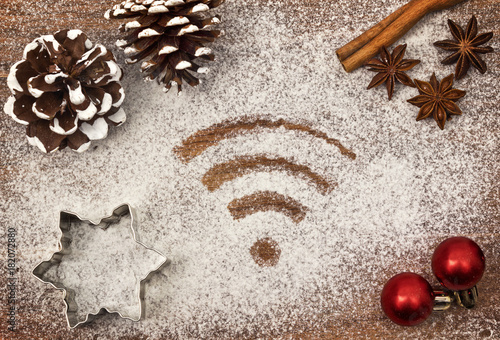 Festive motif of flour in the shape of a WiFi symbol (series)