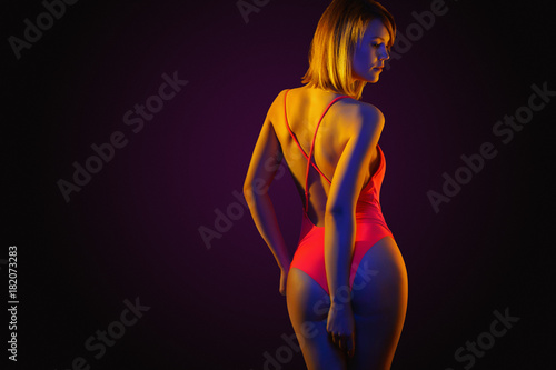 neon girl in bikini