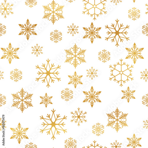 Snowflakes seamless pattern. Snow falls background. Vector illustration. Seamless pattern on a white background