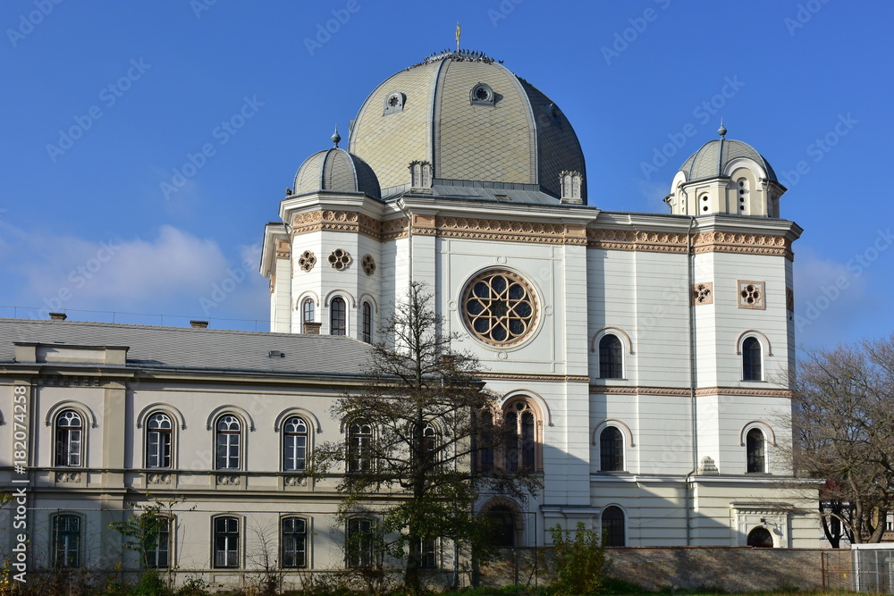 Synagogue, Gyor, Hungary. Religious architectural theme.
