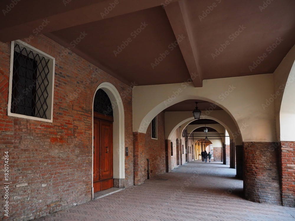 Ferrara, Italy.  Medieval porticoes.