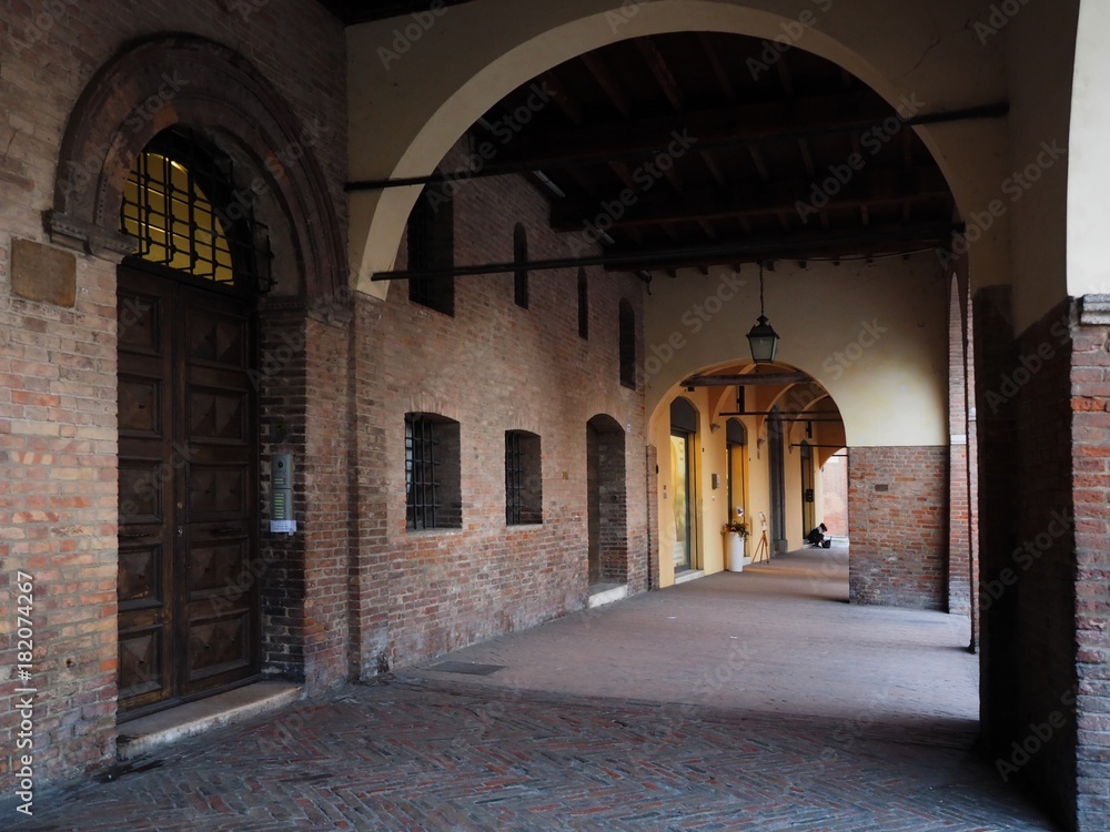 Ferrara, Italy.  Medieval porticoes.