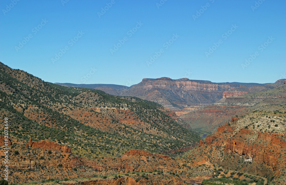 Landscape view of Canyon area in Arizona desert mountain