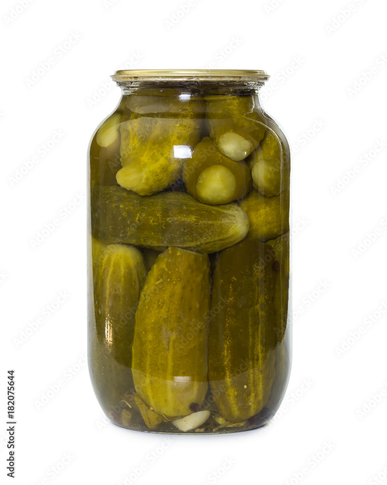 Pickled cucumbers in glass jar Pickled cucumbers in glass jar
