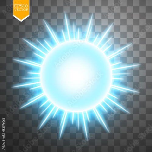 Abstract blue energy ring on transparent background. Sun