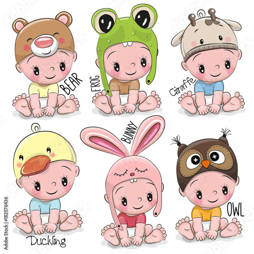 Set of Cute Cartoon Babies