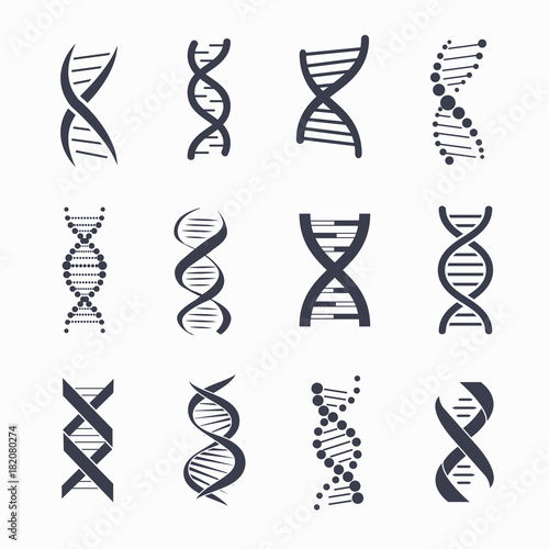 Dna Different Icons Set on Vector Illustration