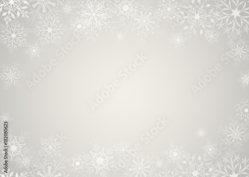 Light Christmas background with snowflakes. Greeting card or invitation. Merry Christmas and Happy New Year. Element for design.